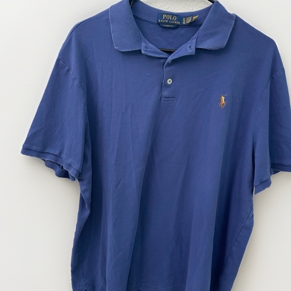 Polo Ralph Lauren Mens Classic Fit Short Sleeve Cotton Polo Shirt Blue XL‎